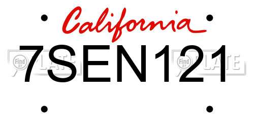 7SEN121 California License Plate