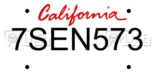 7SEN573 California License Plate