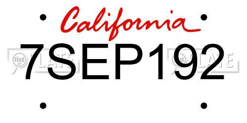7SEP192 California License Plate