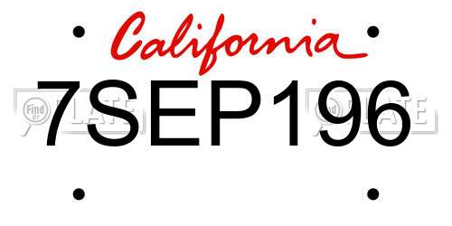 7SEP196 California License Plate