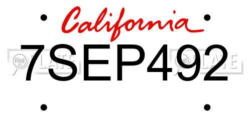 7SEP492 California License Plate