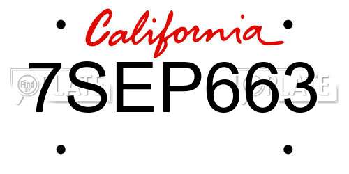 7SEP663 California License Plate