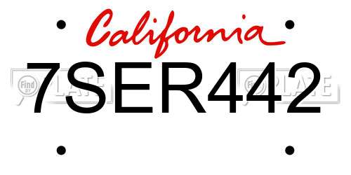 7SER442 California License Plate