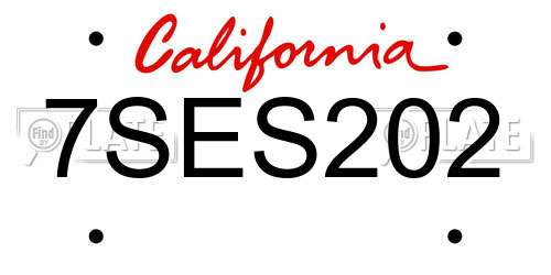 7SES202 California License Plate