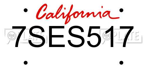 7SES517 California License Plate