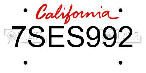 7SES992 California License Plate