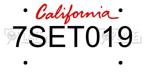 7SET019 California License Plate