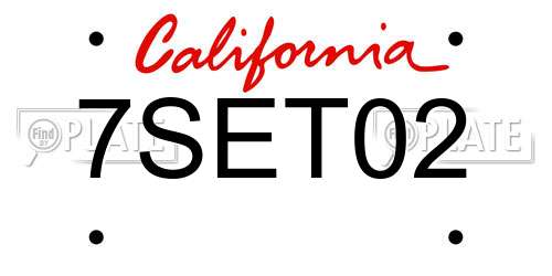 7SET02 California License Plate