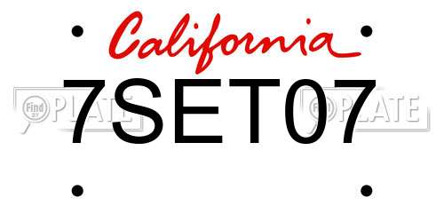 7SET07 California License Plate