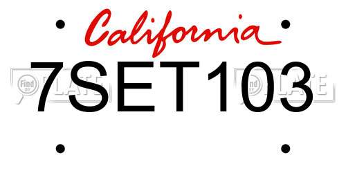 7SET103 California License Plate