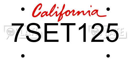 7SET125 California License Plate