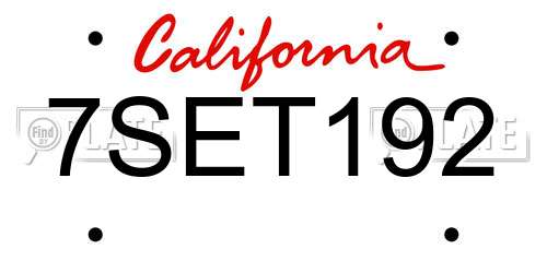7SET192 California License Plate