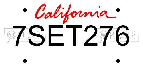 7SET276 California License Plate