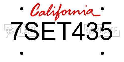 7SET435 California License Plate