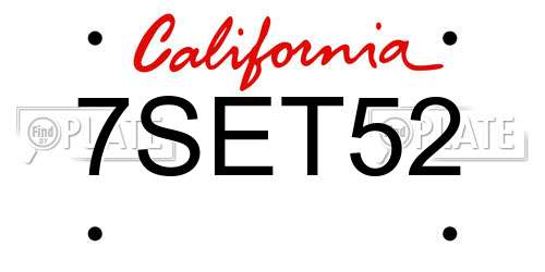 7SET52 California License Plate