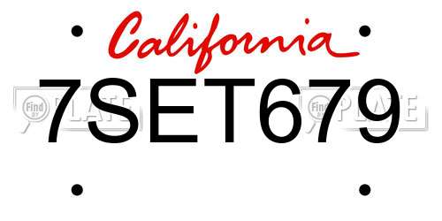 7SET679 California License Plate