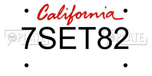 7SET82 California License Plate