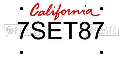 7SET87 California License Plate