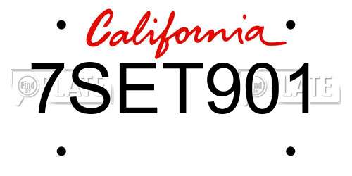 7SET901 California License Plate