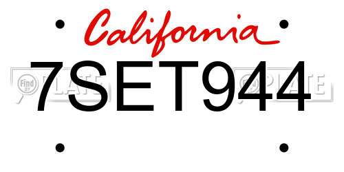 7SET944 California License Plate