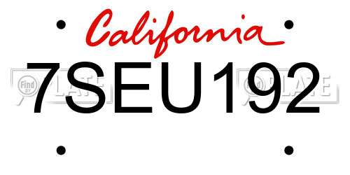 7SEU192 California License Plate