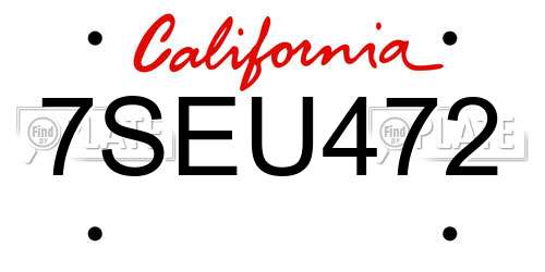 7SEU472 California License Plate