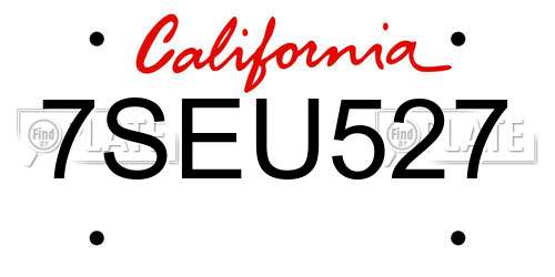 7SEU527 California License Plate