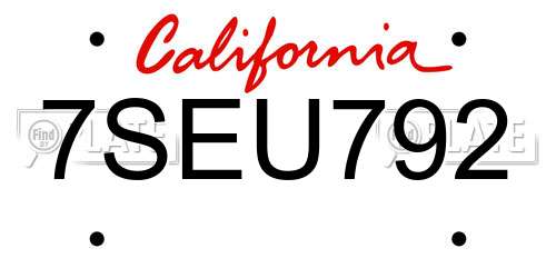 7SEU792 California License Plate