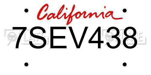 7SEV438 California License Plate