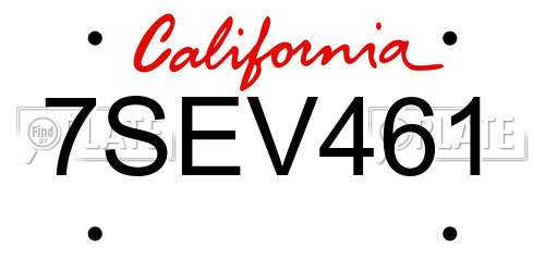 7SEV461 California License Plate