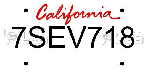 7SEV718 California License Plate