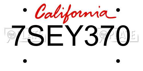 7SEY370 California License Plate