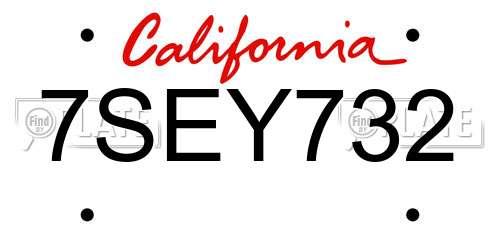 7SEY732 California License Plate