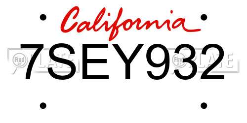 7SEY932 California License Plate