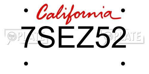 7SEZ52 California License Plate