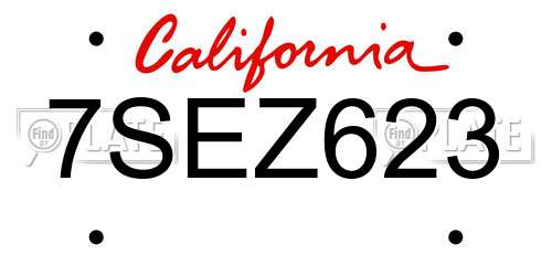 7SEZ623 California License Plate
