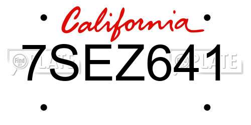 7SEZ641 California License Plate