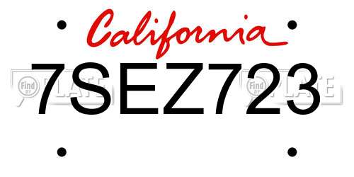 7SEZ723 California License Plate
