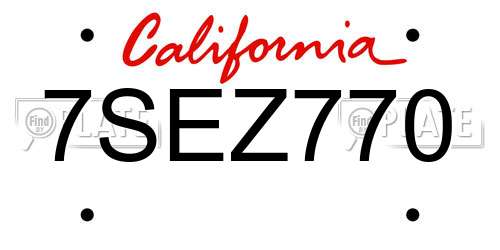 7SEZ770 California License Plate