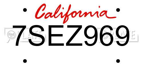7SEZ969 California License Plate