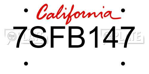 7SFB147 California License Plate
