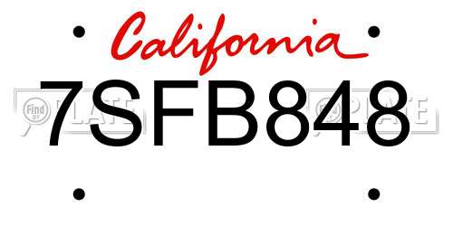 7SFB848 California License Plate