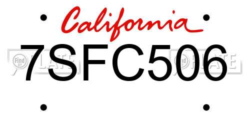 7SFC506 California License Plate