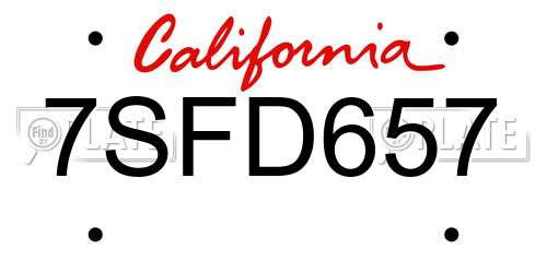 7SFD657 California License Plate
