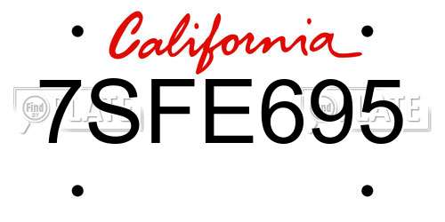 7SFE695 California License Plate