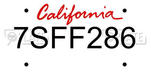 7SFF286 California License Plate