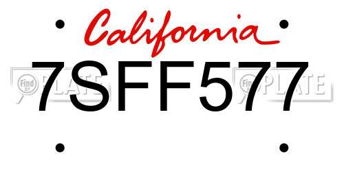 7SFF577 California License Plate