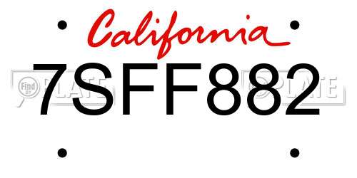 7SFF882 California License Plate