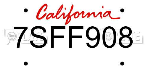 7SFF908 California License Plate
