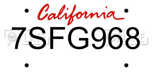 7SFG968 California License Plate